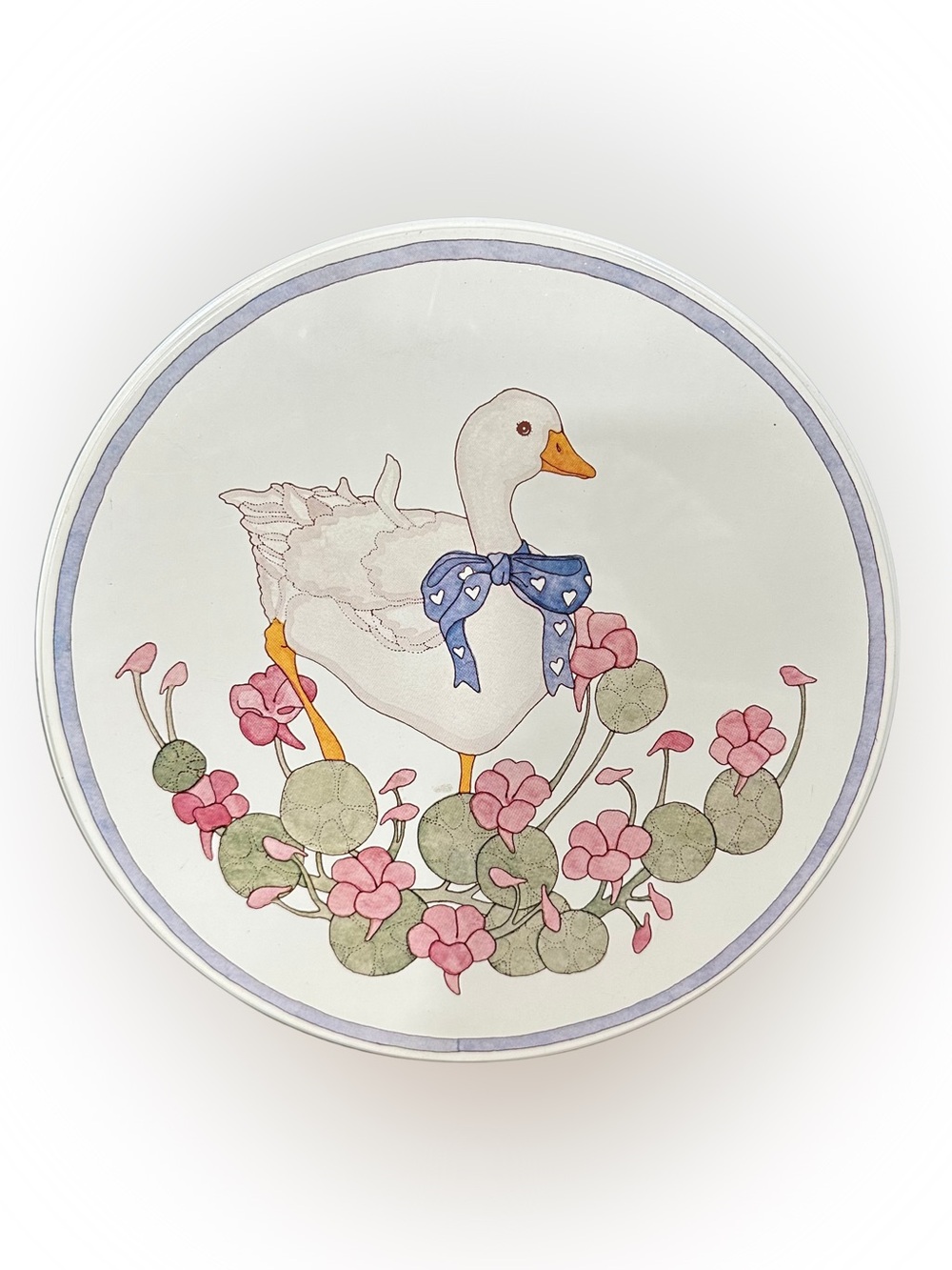 Vintage 8” Goose Round Tin Container Cottagecore Shawn Mory McMillion
